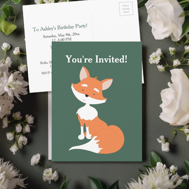 Postal De Invitación Cumpleaños Simple de Zorro para Niño (Subido por el creador)