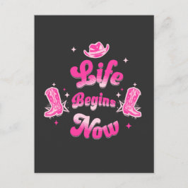 Postal De Invitación Cumpleaños Vaquero Occidental Rosa Milestone