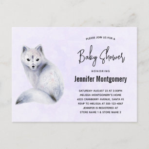 Postal De Invitación Curte Nordic Fox con Floral Markings Baby Shower