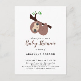 Postal De Invitación Curte Sloth Baby Shower Boy Adorable Animal Invita