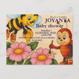 Postal De Invitación Custom bee baby shower 