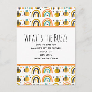 Postal De Invitación Cute Bumble Bee Pattern Baby Shower Guardar fecha