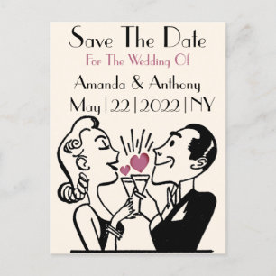 Postal De Invitación Cute Engagement y Save the Date Postcard