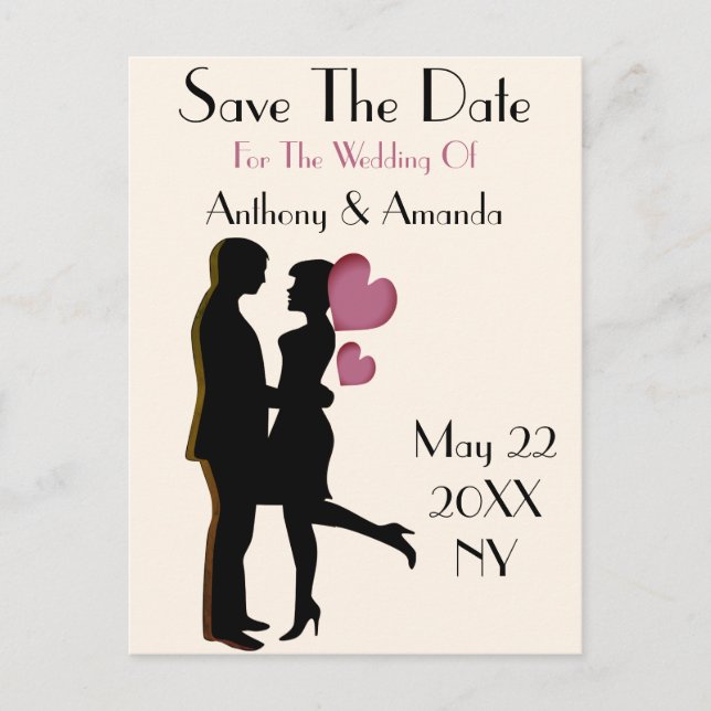 Postal De Invitación Cute Engagement y Save the Date Postcard (Anverso)