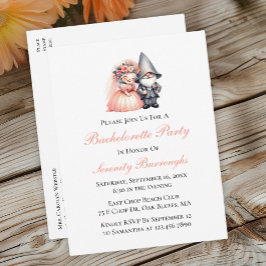 Postal De Invitación Cute Gnome Garden Naranja Bachelorette Party
