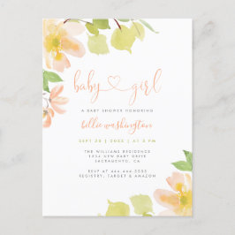 Postal De Invitación Cute Greeneration Rubor Floral Script Chica Baby S
