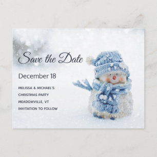 Postal De Invitación Cute hombre de nieve en invierno foto Guardar fech