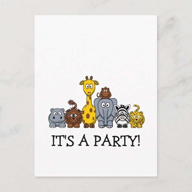POSTAL DE INVITACIÓN CUTE JUNGLE ANIMALES AGREGAR TU TEXTO (Anverso)