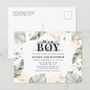 Postal De Invitación Cute Jungle Safari Baby Shower Boys Giraffe