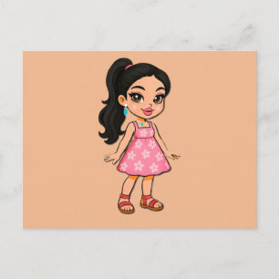 Postal De Invitación Cute Kawaii Girl Postcard