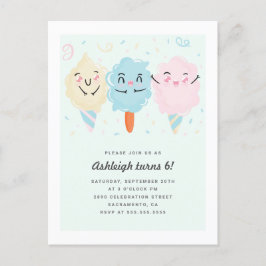 Postal De Invitación Cute Kawaii Sugar Candy Kids Cumpleaños