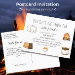 Postal De Invitación Cute Kids Backyard S'Mores Fiesta de cumpleaños<br><div class="desc">¡Los cumpleaños de verano son los mejores! Celebra el cumpleaños de un niño fuera alrededor de una hoguera mientras tocas malvaviscos de oro. ¡El cumpleaños es más divertido con los amigos! Bar de chocolate, grahams, malvaviscos, fogones y diseño de s'mores. En la parte posterior puede dejar instrucciones personales y más....</div>