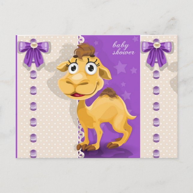 Postal De Invitación Cute Little Camel Baby Shower (Anverso)