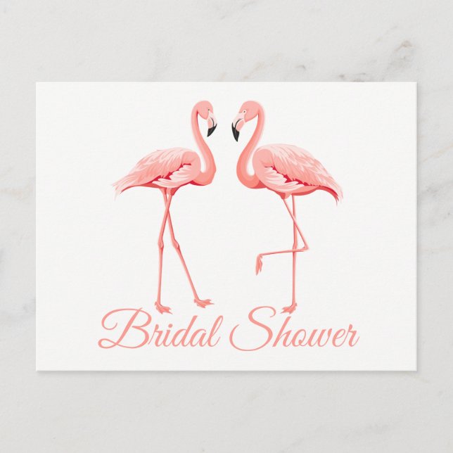 Postal De Invitación Cute rosa Flamingo Tropical Bridal Shower (Anverso)