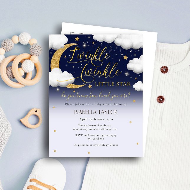 Postal De Invitación Cute Twinkle Twinkle Little Star Baby Shower (Subido por el creador)