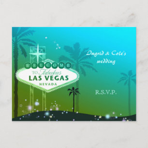 Postal De Invitación Cyan Blue Las Vegas Wedding RSVP