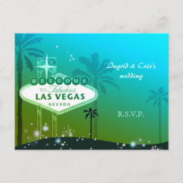 Postal De Invitación Cyan Blue Las Vegas Wedding RSVP