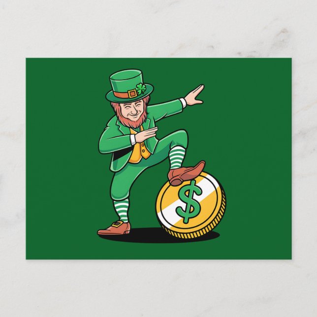 Postal De Invitación Dabbing Leprechaun Funny Día de San Patricio (Anverso)