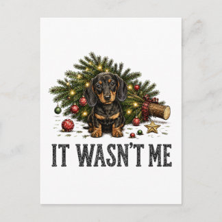 Postal De Invitación Dachshund Divertido Navidad No Fui Yo