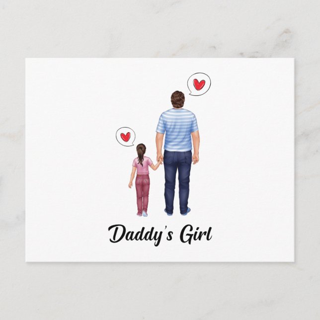 Postal De Invitación Daddys Little Princess Chica Padres Day Love (Anverso)