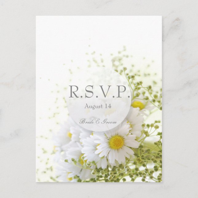 Postal De Invitación Daisies en amor - Editable Boda Bouquet RSVP (Anverso)