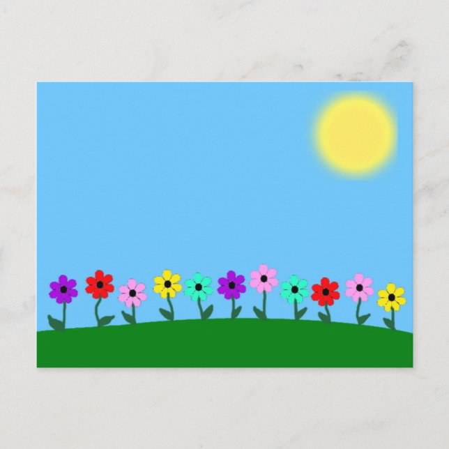 Postal De Invitación Daisy de color (Anverso)