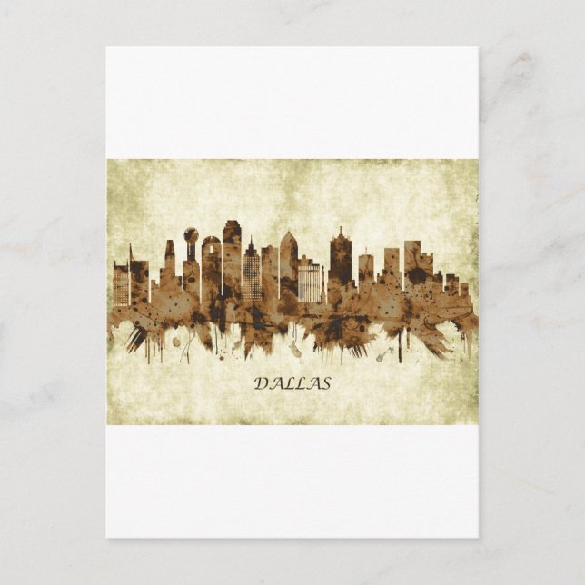 Postal De Invitación Dallas Texas Cityscape (Anverso)