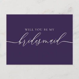 Postal De Invitación Damas de Honor Morado Medianoche Fluyendo Escritur