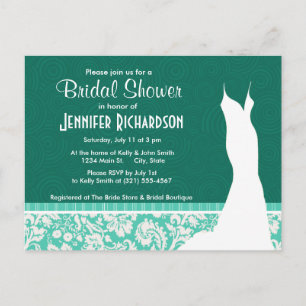 Postal De Invitación Damasco verde de marea baja