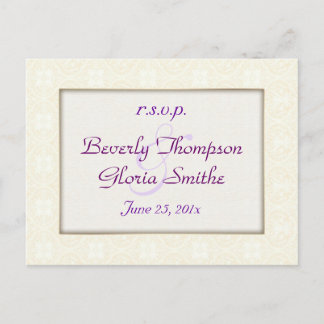 Postal De Invitación Damask White Wedding RSVP