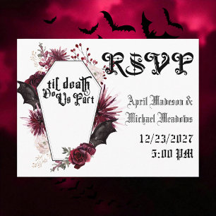 Postal De Invitación Dark Boda Spider Web Coffin Boda gótica RSVP