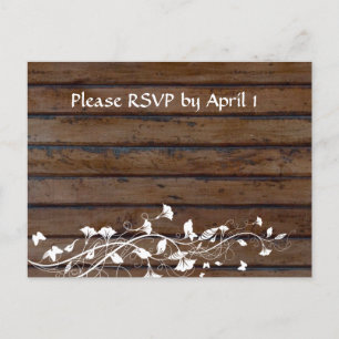 Postal De Invitación Dark Brown Wood RSVP