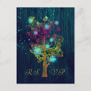 Postal De Invitación Dark Royal Blue Spiral Trees matrimonio Rústico RS