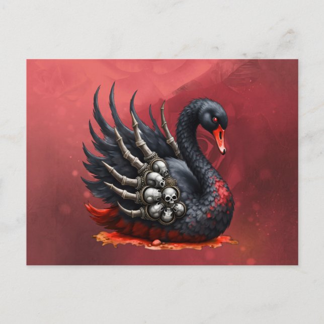 Postal De Invitación Dark Swan of Bones – Gothic Elegance  (Anverso)