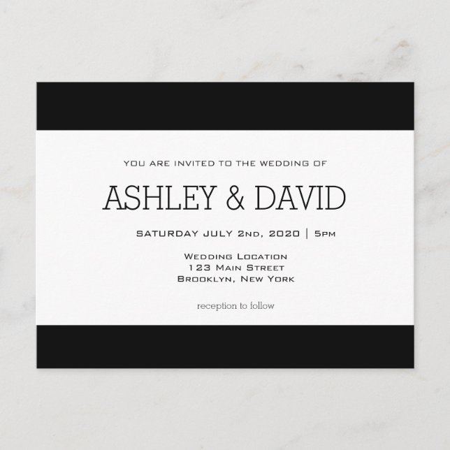 Postal de invitación de boda básica (Anverso)