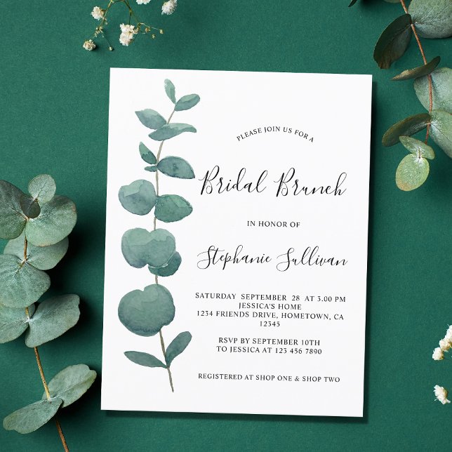 Postal de invitación de brunch nupcial Eucalyptus. (Subido por el creador)