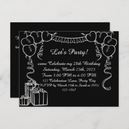 Postal de invitación de cumpleaños de esquema simp