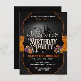 Postal de invitación de cumpleaños de Halloween es