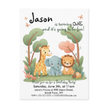 Postal de invitación de cumpleaños para zoológico