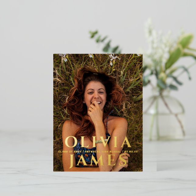 Postal de invitación de fiesta de graduación de fo (Anverso de pie)