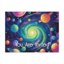 Postal de invitación de giro planetario