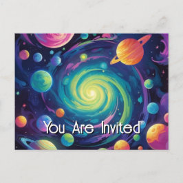 Postal de invitación de giro planetario