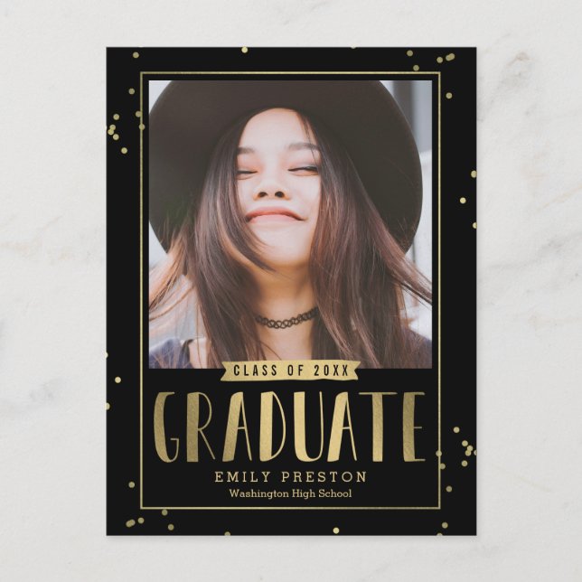 Postal de Invitación de graduación de Moda burbuje (Anverso)