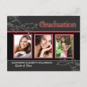 Postal de Invitación de graduación roja de Gótico