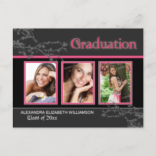 Postal de Invitación de graduación rosa de Gótico