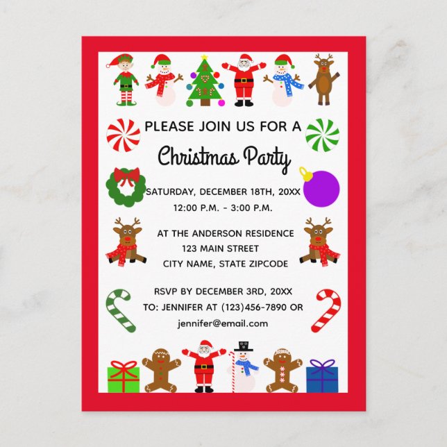 Postal de invitación de marco #3 para navidades (Anverso)