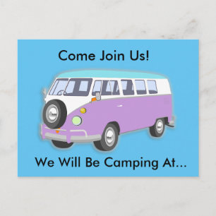 Postal de invitación de viaje de Van Camping de co