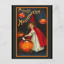 Postal de invitación de Vintage Jolly Halloween
