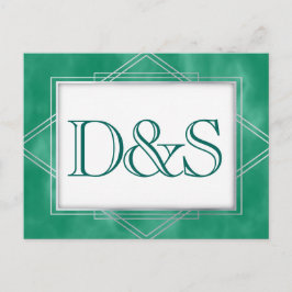 Postal De Invitación Deco de arte verde geométrico | Moderno RSVP Entre