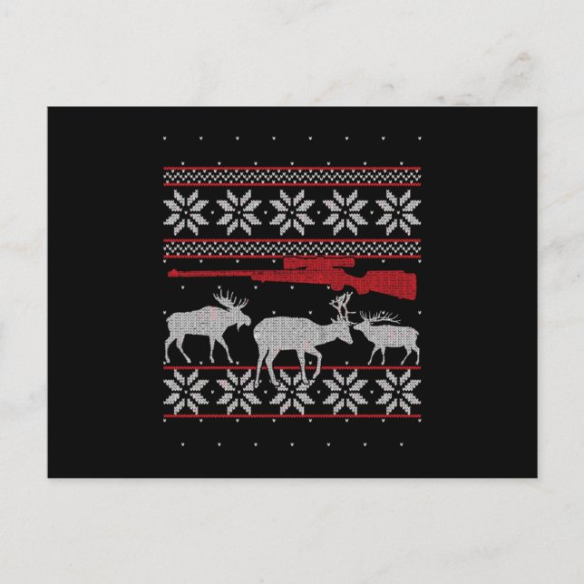 Postal De Invitación Deer Hunter Bucking Elk Hunting Ugly Christmas (Anverso)